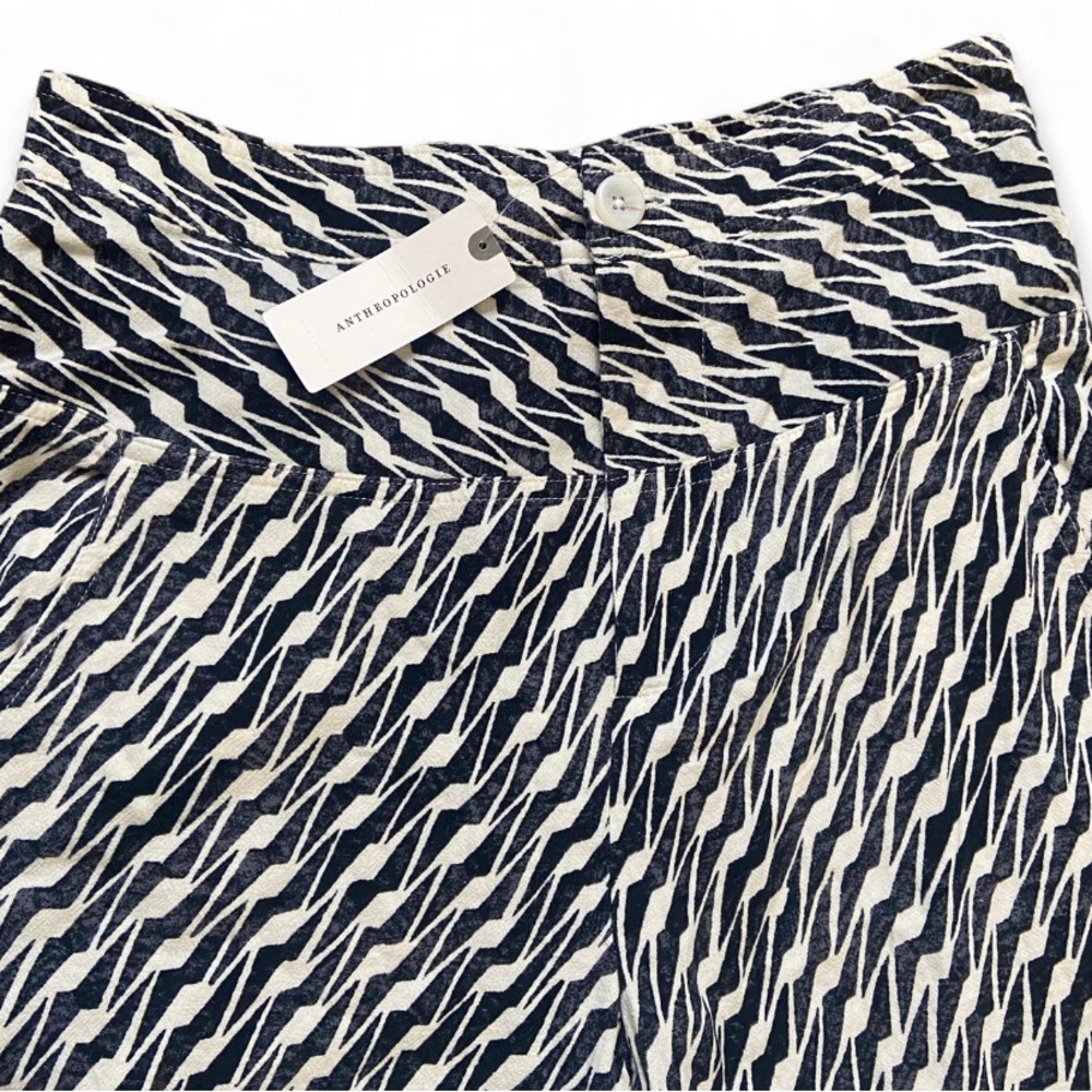 Anthropologie Printed Jogger Pants Size 2 Cream Black Linen Viscose Casual Boho - Picture 5 of 6